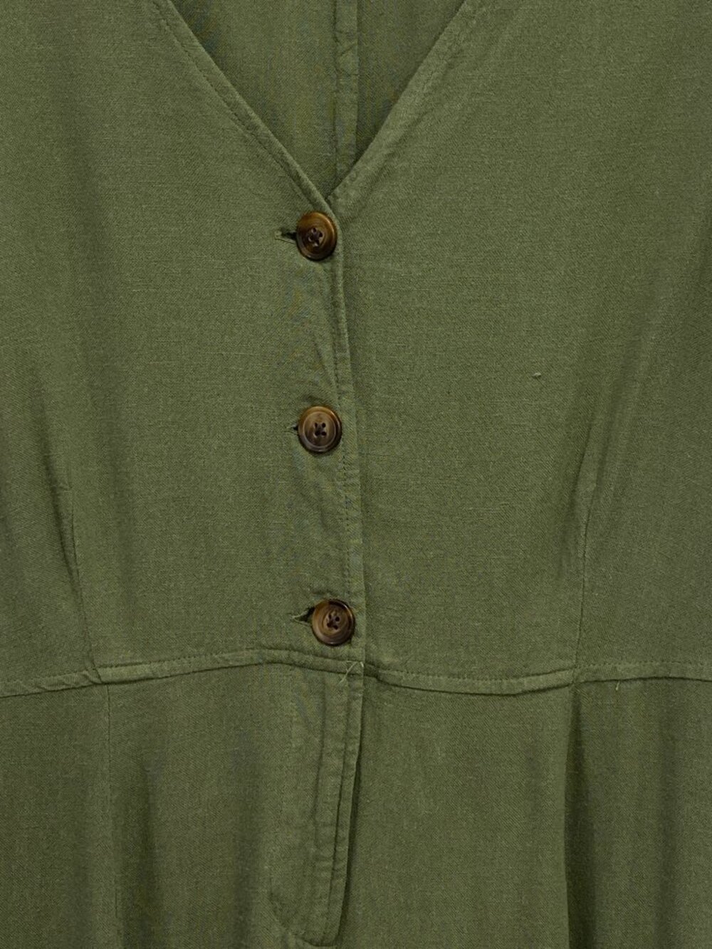 Old Navy Linen Blend Button Front Jumpsuit Boho Olive Green Medium - Picture 6 of 8